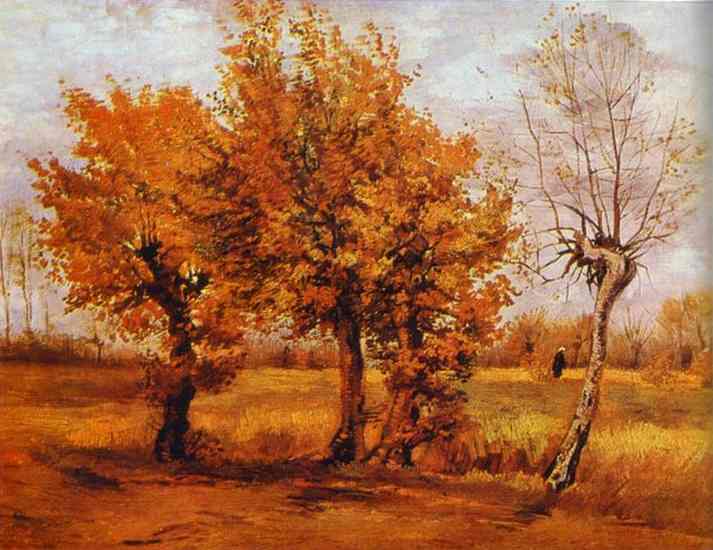 有四棵树的秋景autumn lanscape with four trees